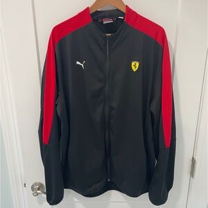 PUMA Scuderia Ferrari T7 Black Red Full Zip Pockets Racing Track Jacket (XL)